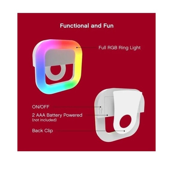 ON AIR Mini Mobile Selfie Light - Compact LED Halo Light with Full RGB 18 Color - Picture 3 of 11